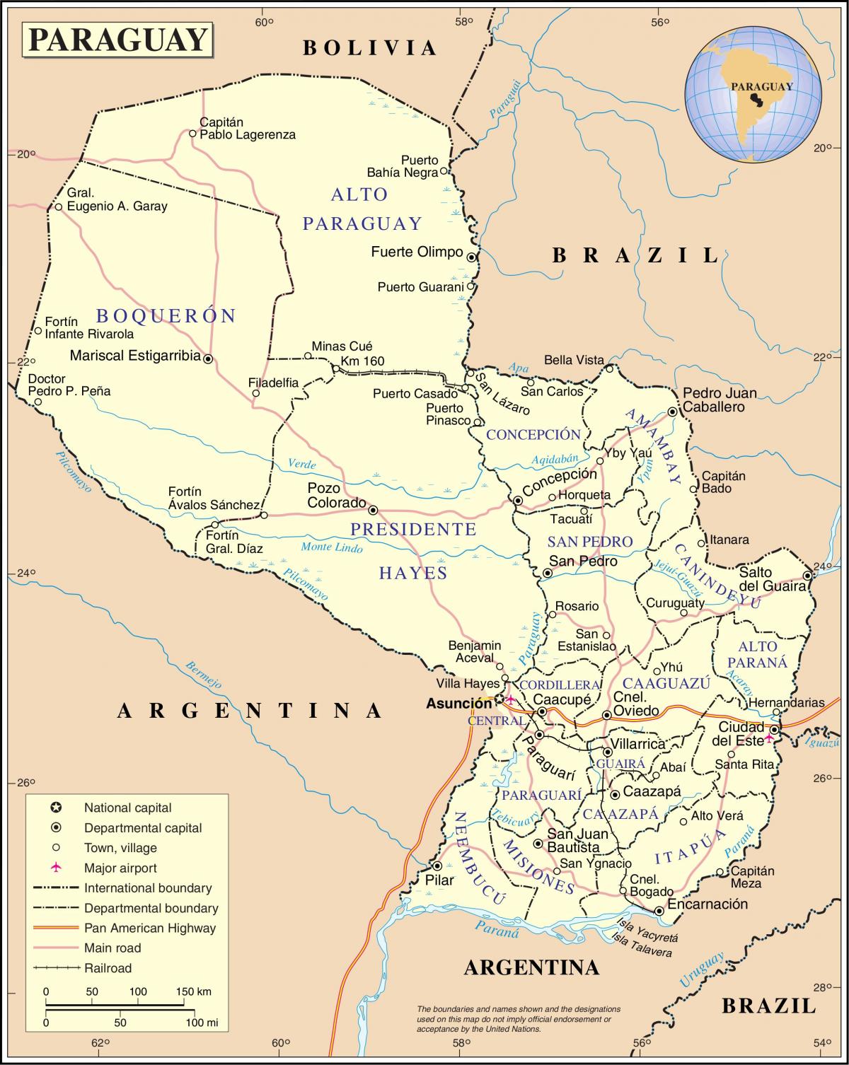 Kort over cateura Paraguay 