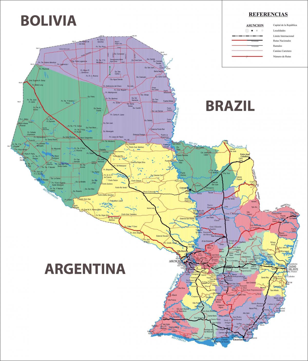 kort over Paraguay