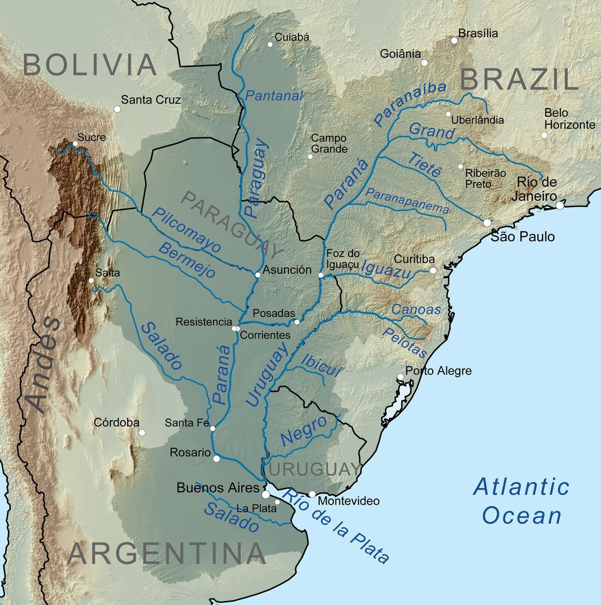 Kort Paraguay-floden