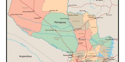 Kort Paraguay med byer