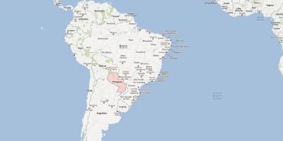 Kort over Paraguay, sydamerika