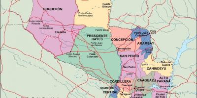 Kort over politiske Paraguay