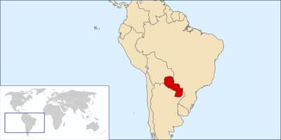 Paraguay placering på verdenskortet